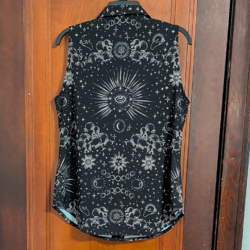 Blackmilk Black Celestial Pattern Sleeveless Blou… - image 4